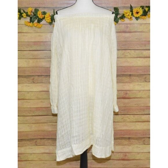NWT Boho Zara Ladies Neutral Beige 100% Linen Knee Length Dress Size 13-14 Off T - Picture 8 of 15